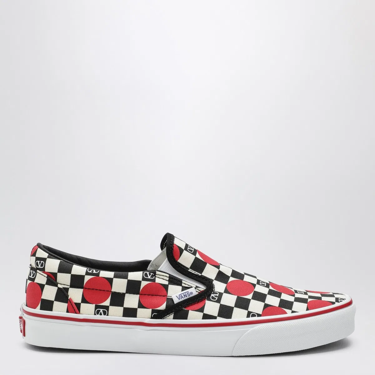 Slip-On Sneakers Black/Red With Vlogo Checkerboard Print And Polka-Dot Detail
