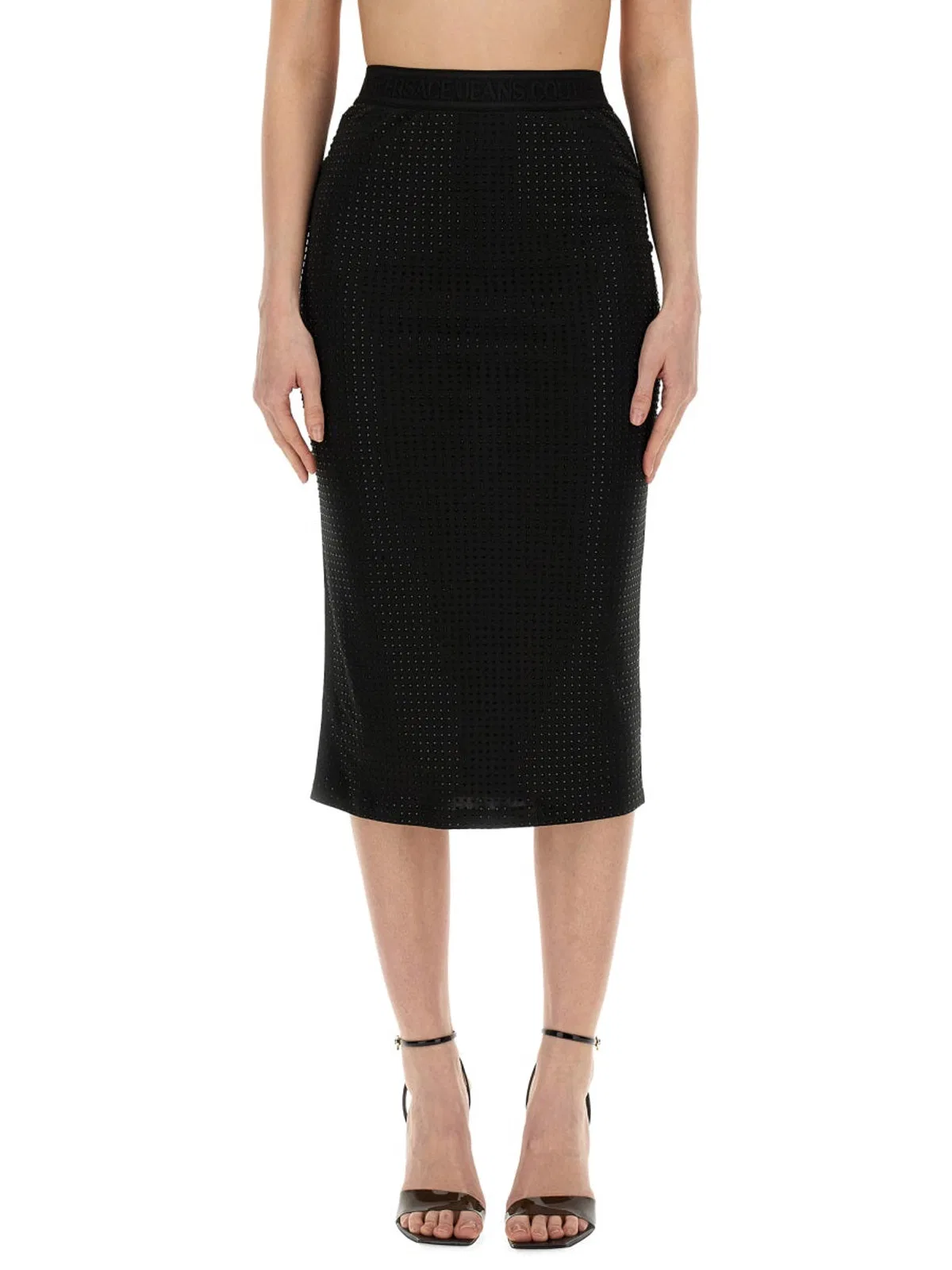 Red Wing Shoes Versace Jeans Couture Crystal Skirt In Black