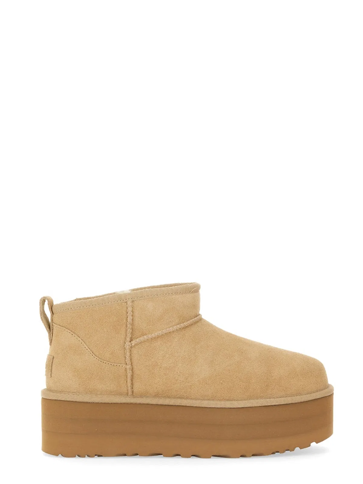 Ugg Classic Ultra Mini Leather Boot With Plateau Sole In Brown