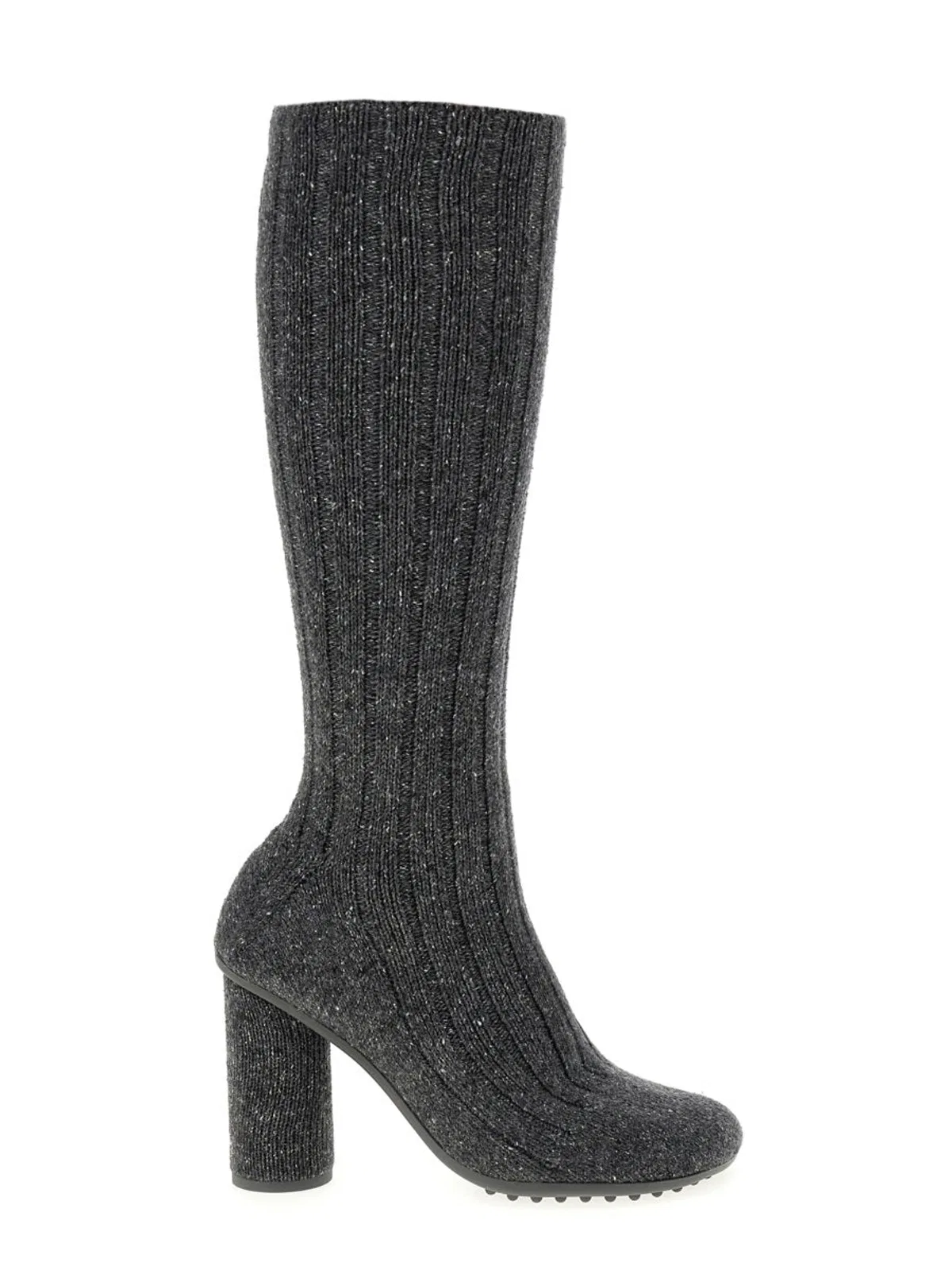 Bottega Veneta Knitted Wool Ribbed Boot In Gray