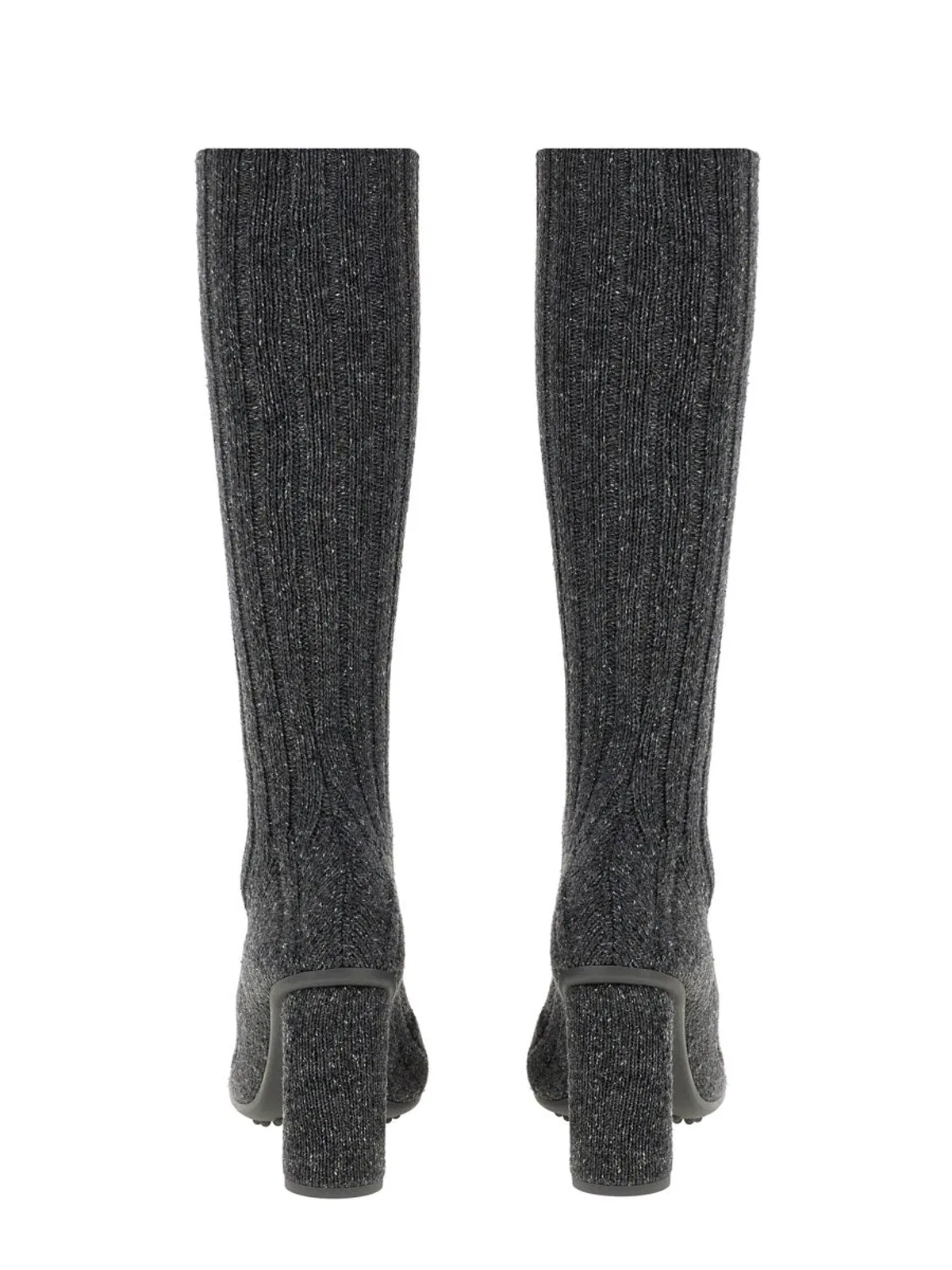 Bottega Veneta Knitted Wool Ribbed Boot In Gray