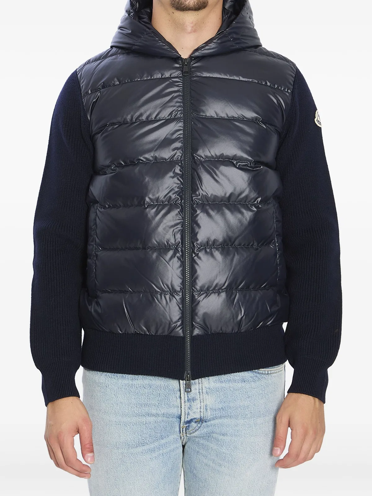 Moncler Logo-patch Padded Jacket In Blue