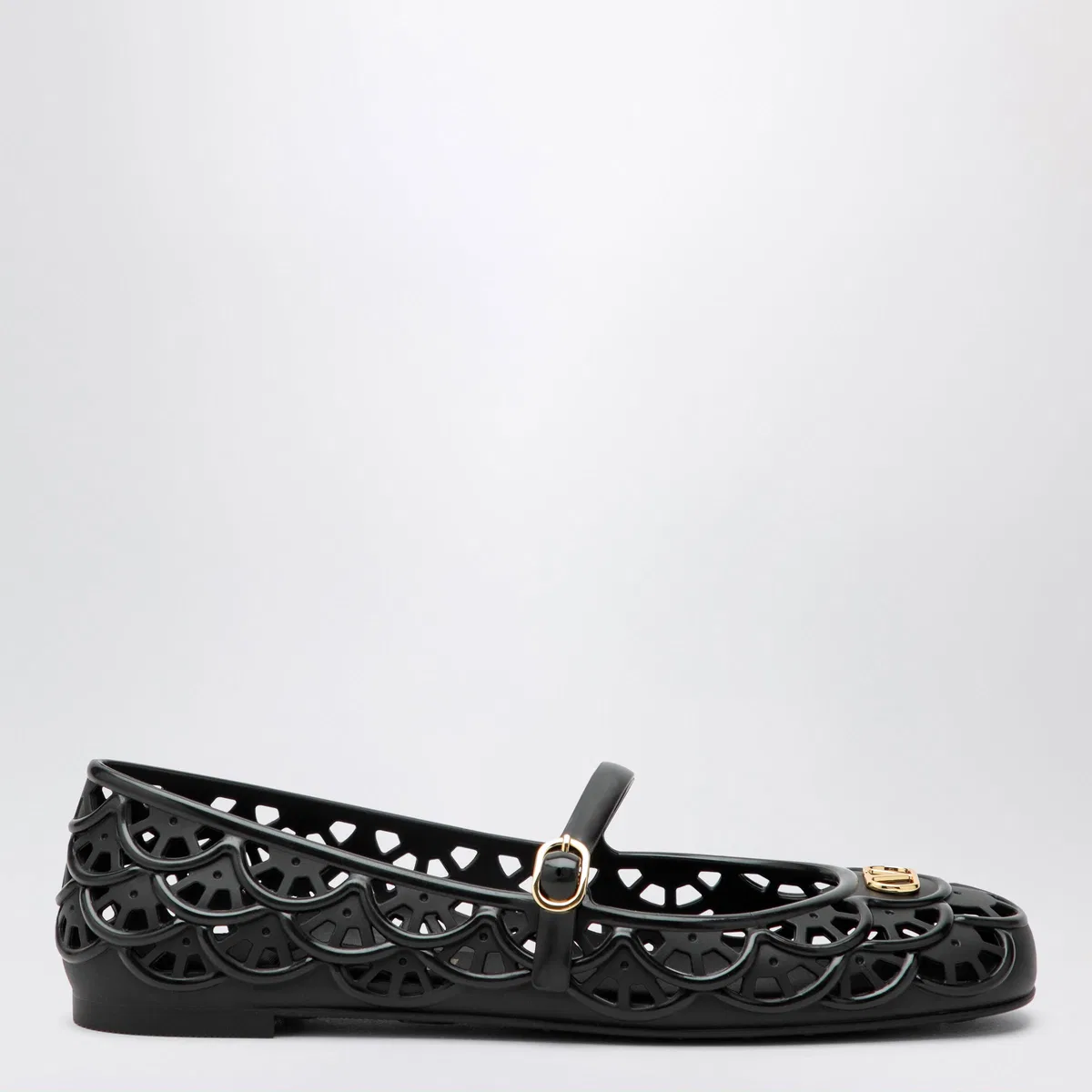 Black Vlogo Signature Rubber Ballet Flats