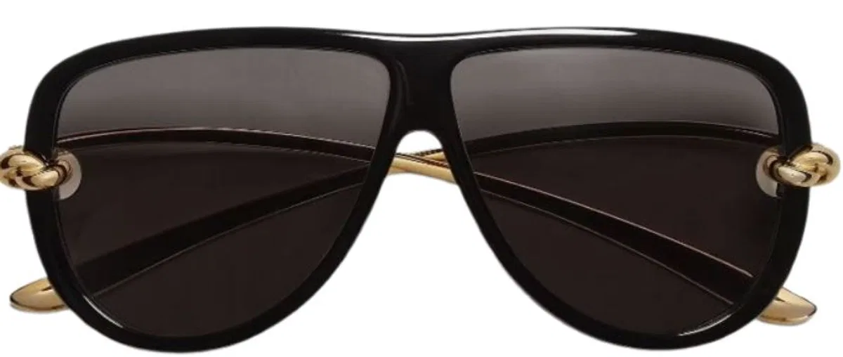 Bottega Veneta Black Pilot Frame Tinted Lense