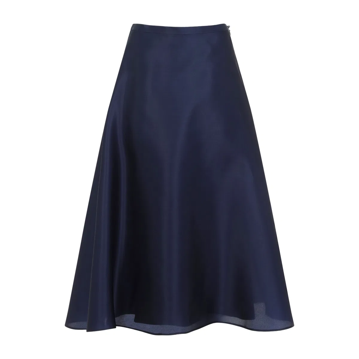 Blue Silk Midi Skirt