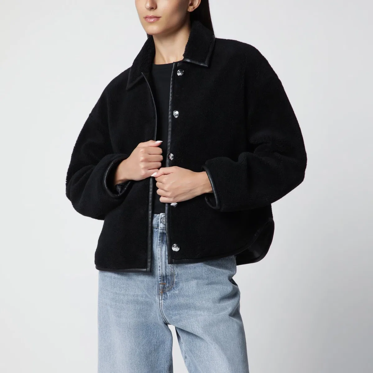 Black Shearlingeffect Jacket