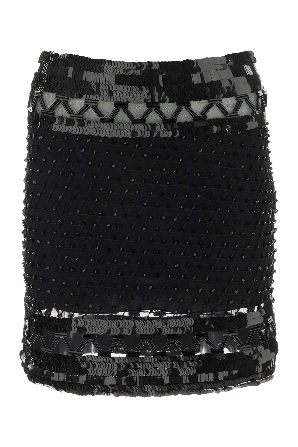 Embellished Mesh Mini Skirt