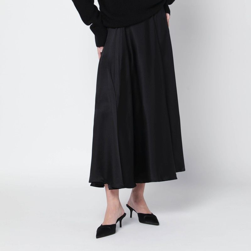 Black Christina Silkblend Midi Skirt