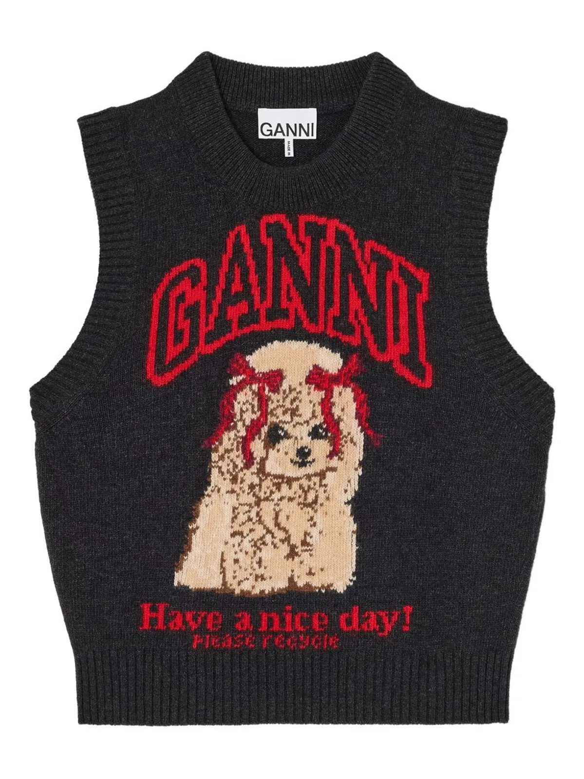 Ganni Wool Jersey Waistcoat In Black