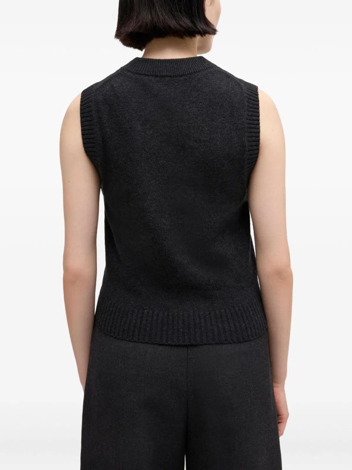 Ganni Wool Jersey Waistcoat In Black
