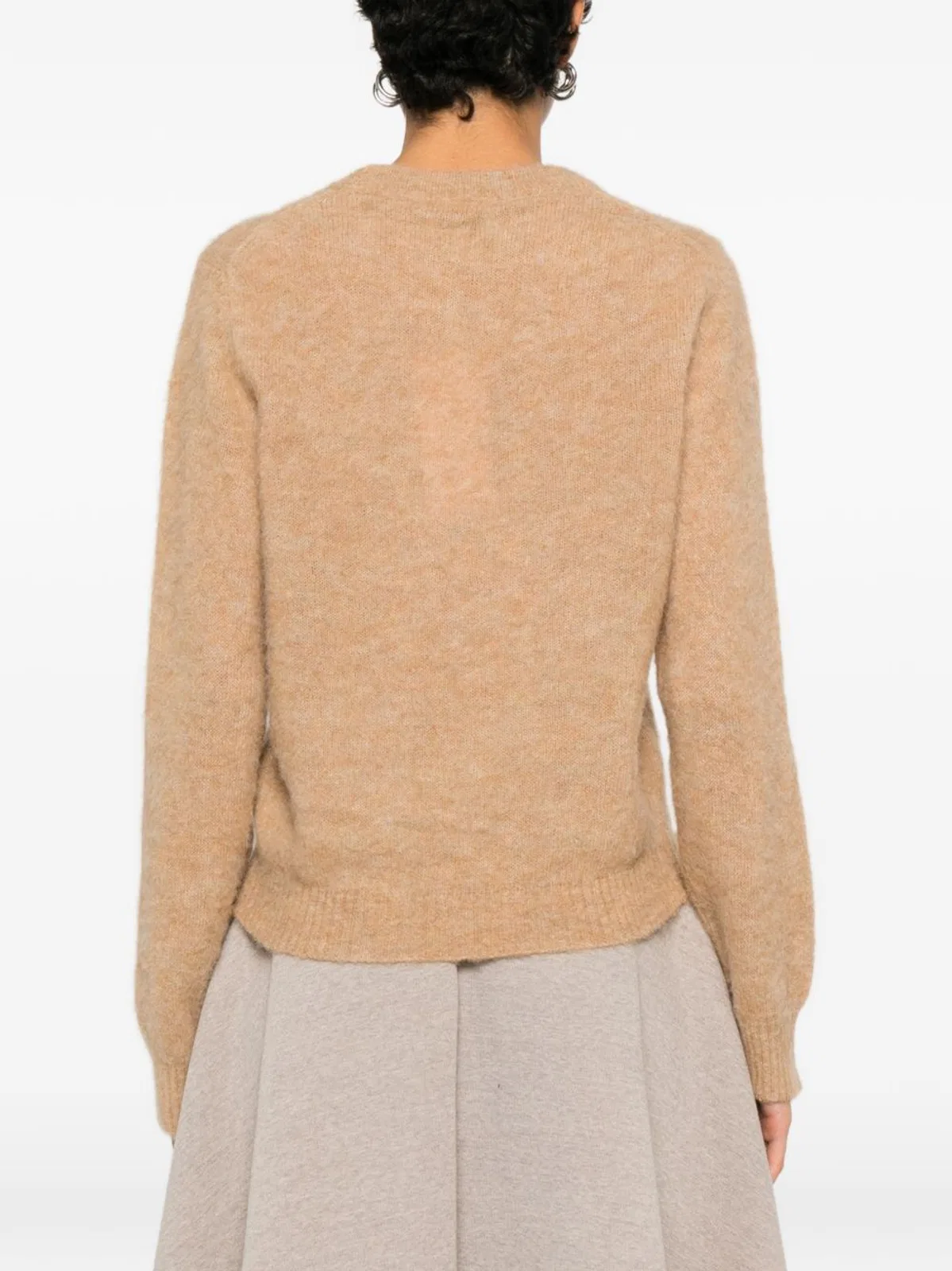 Ganni Printed Alpaca Wool Blend Sweater In Nude