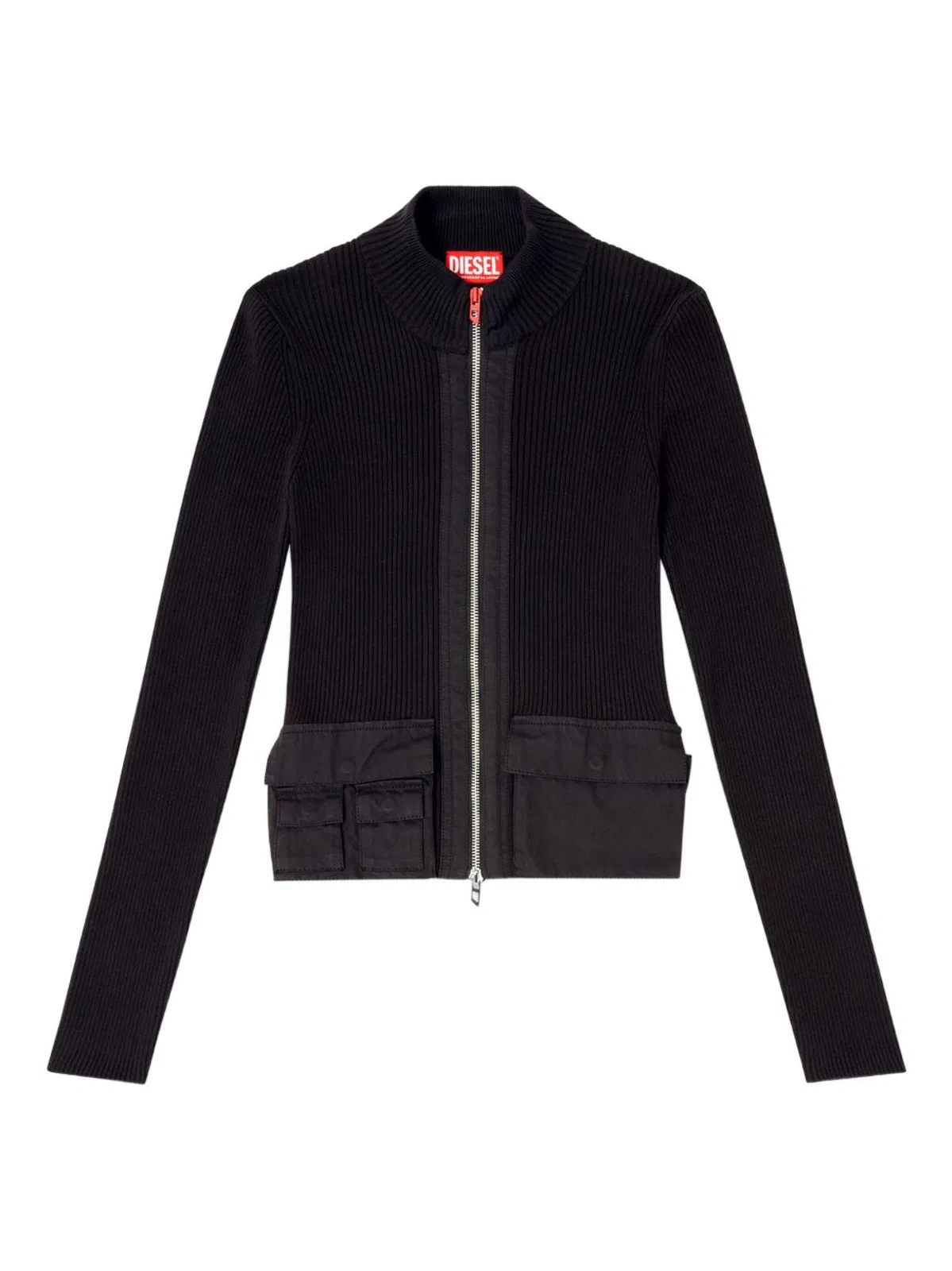 Diesel M-melissa Ribbed Cardigan In Black