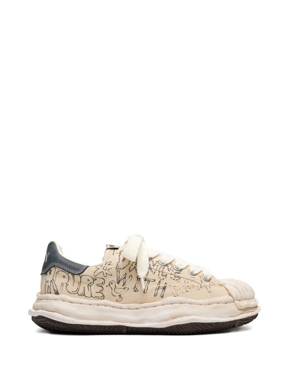 "Blakey" Original Sole Graffiti Printed Canvas Low Top Sneakers
