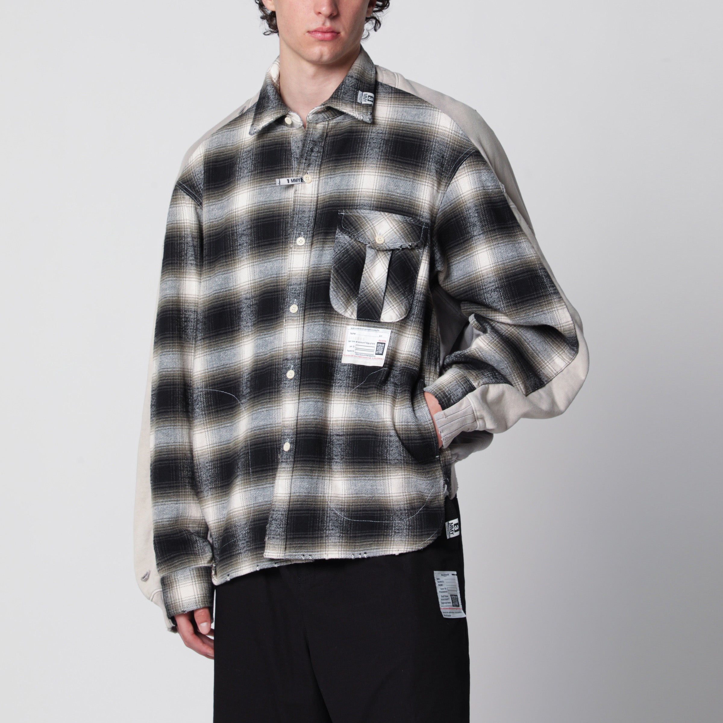 Reversible Shirt Jacket In Black/White French Terry