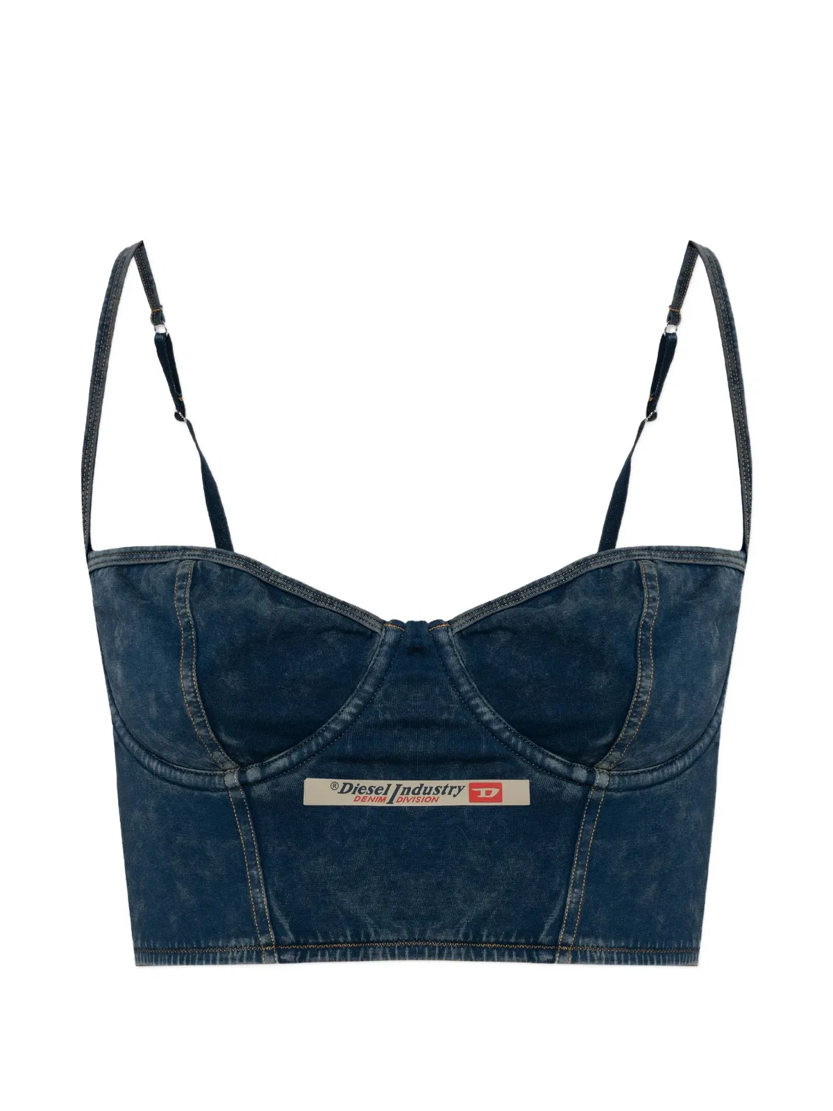 Diesel Effect Cotton Mini Top With Adjustable Straps In Blue