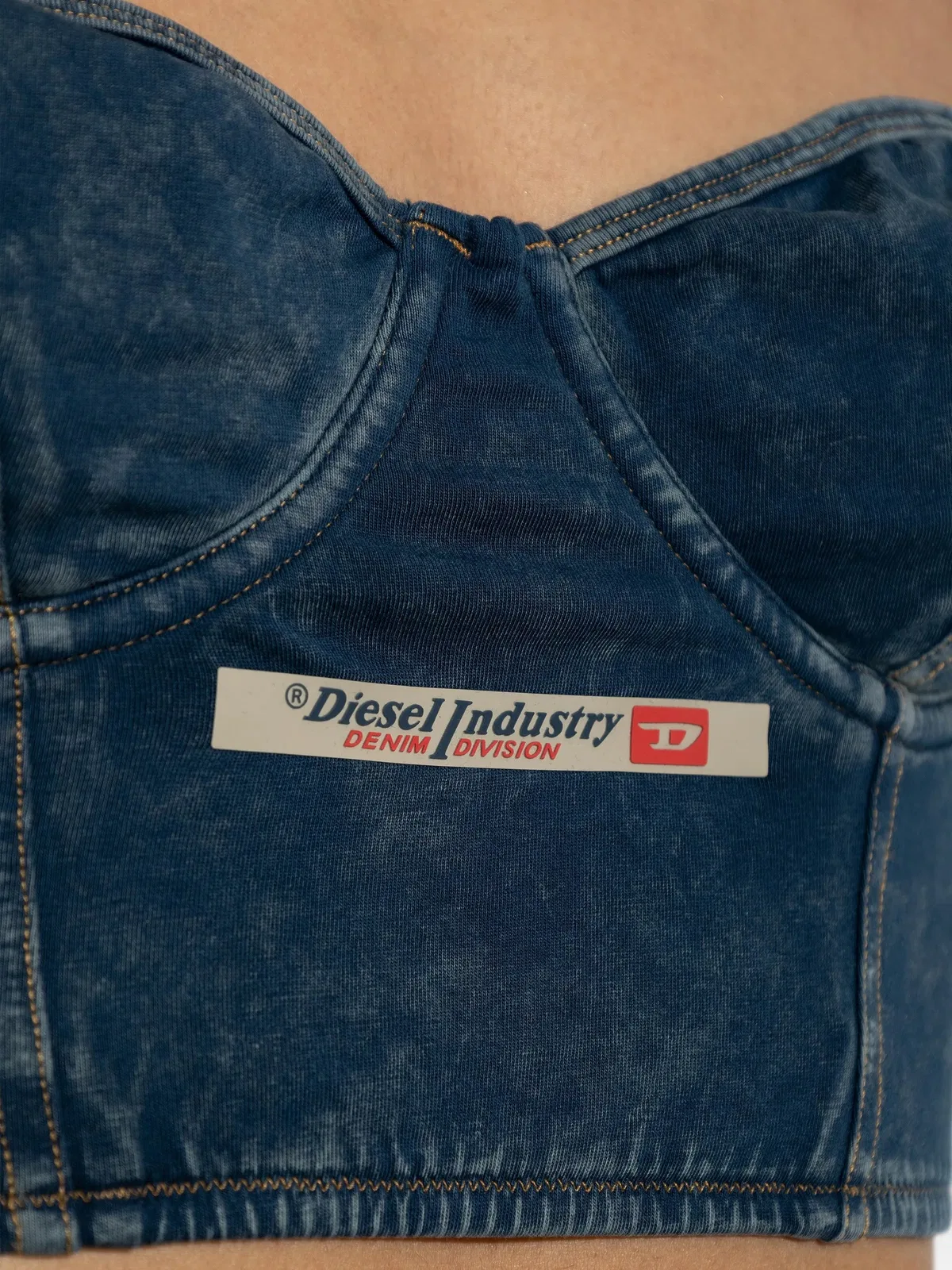 Diesel Effect Cotton Mini Top With Adjustable Straps In Blue