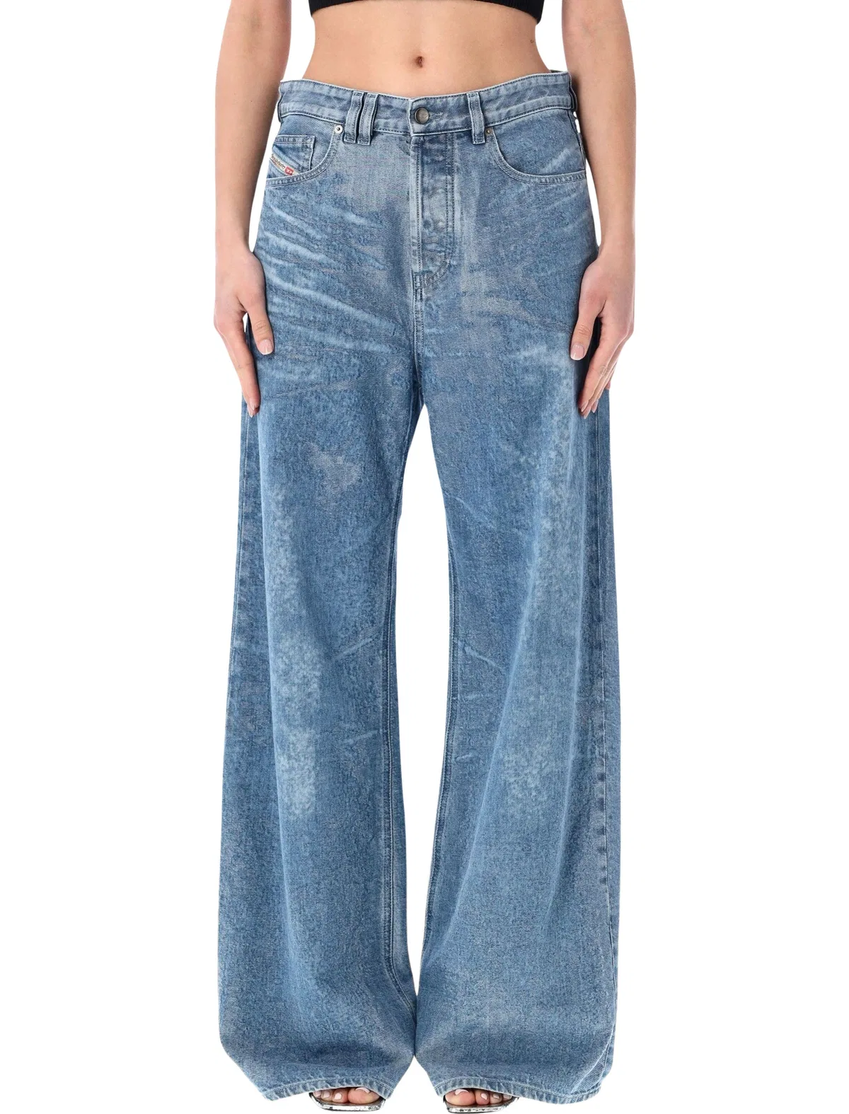 Diesel Blue Distressed Detail Cotton Trousers