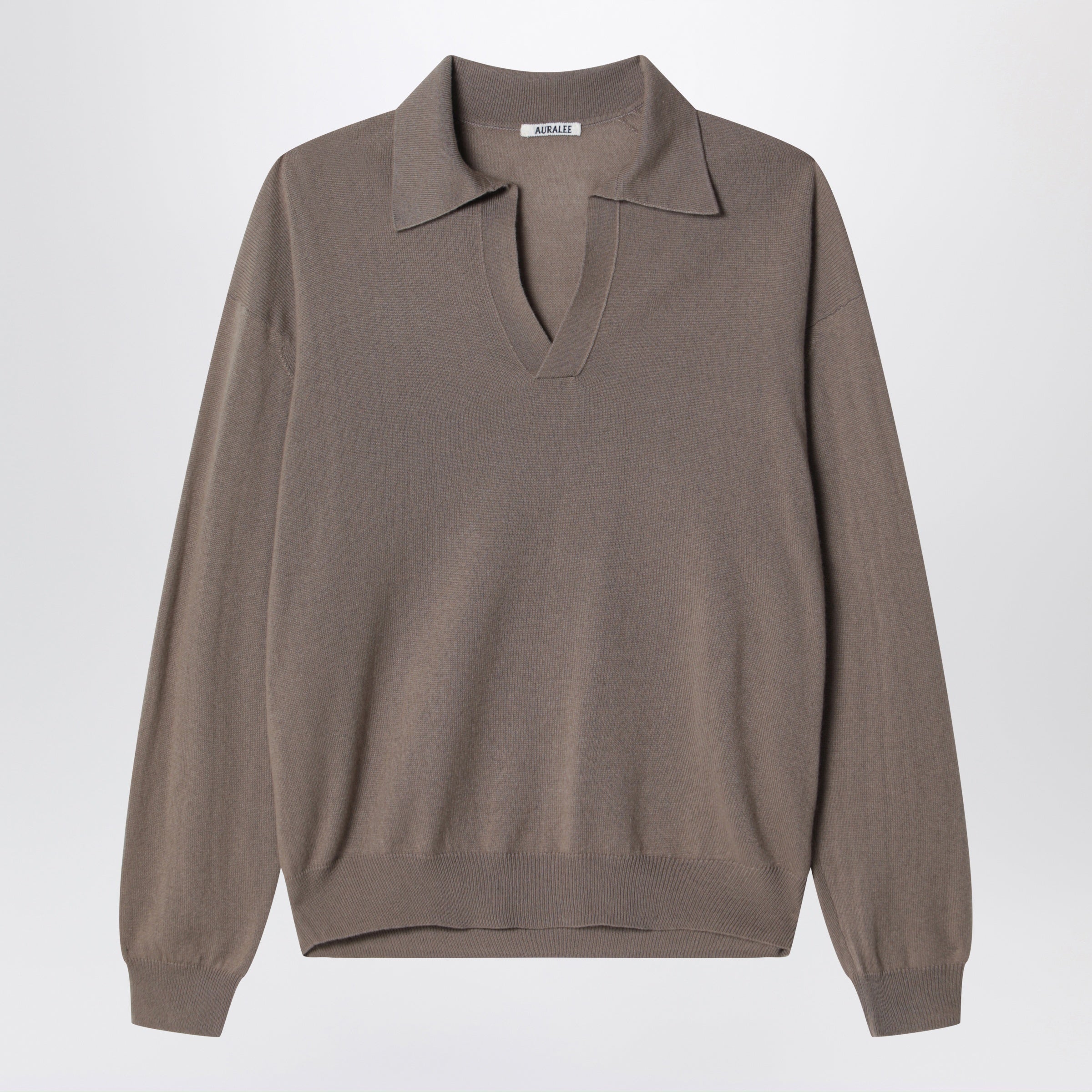 Khaki Brown Cashmere And Silk Skipper Polo
