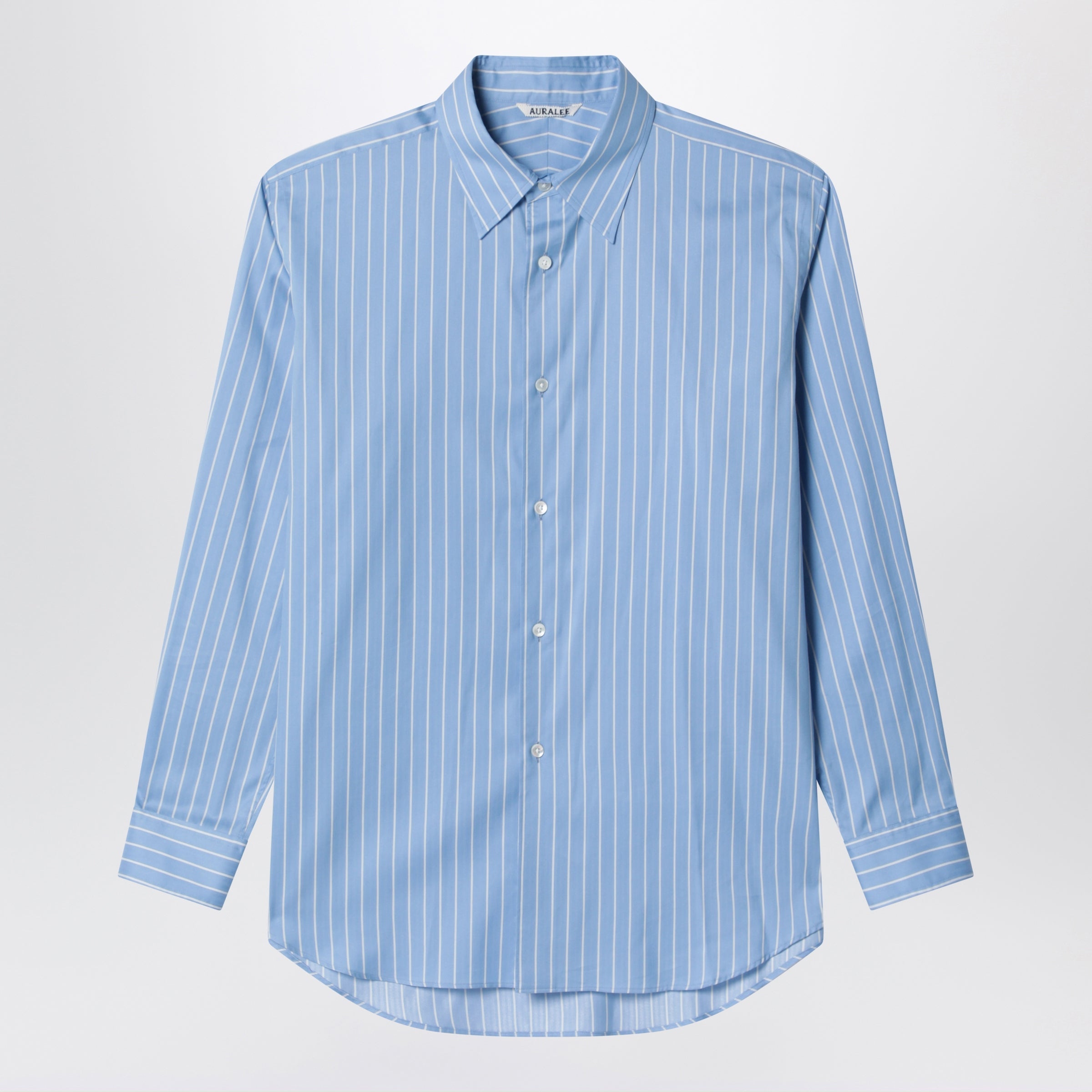 Light Blue Striped Cotton And Silk Shirt