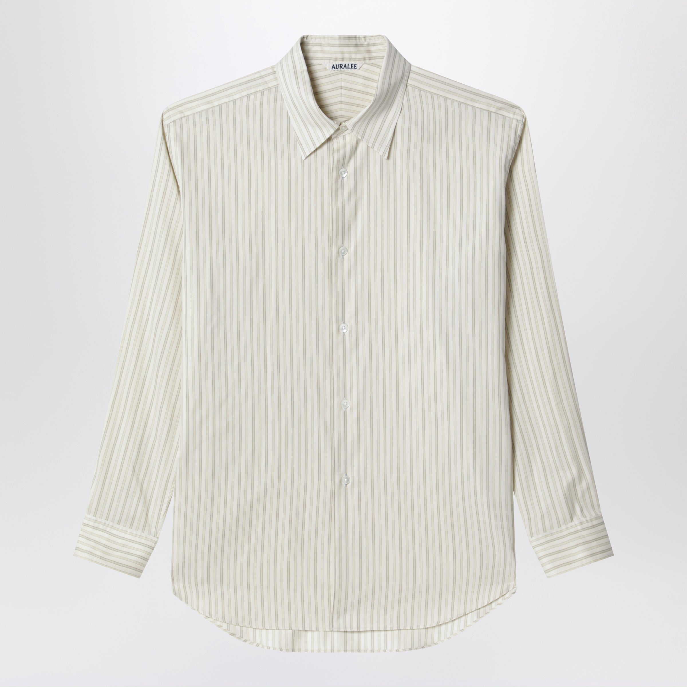 Ivory Striped Cotton And Silk Shirt