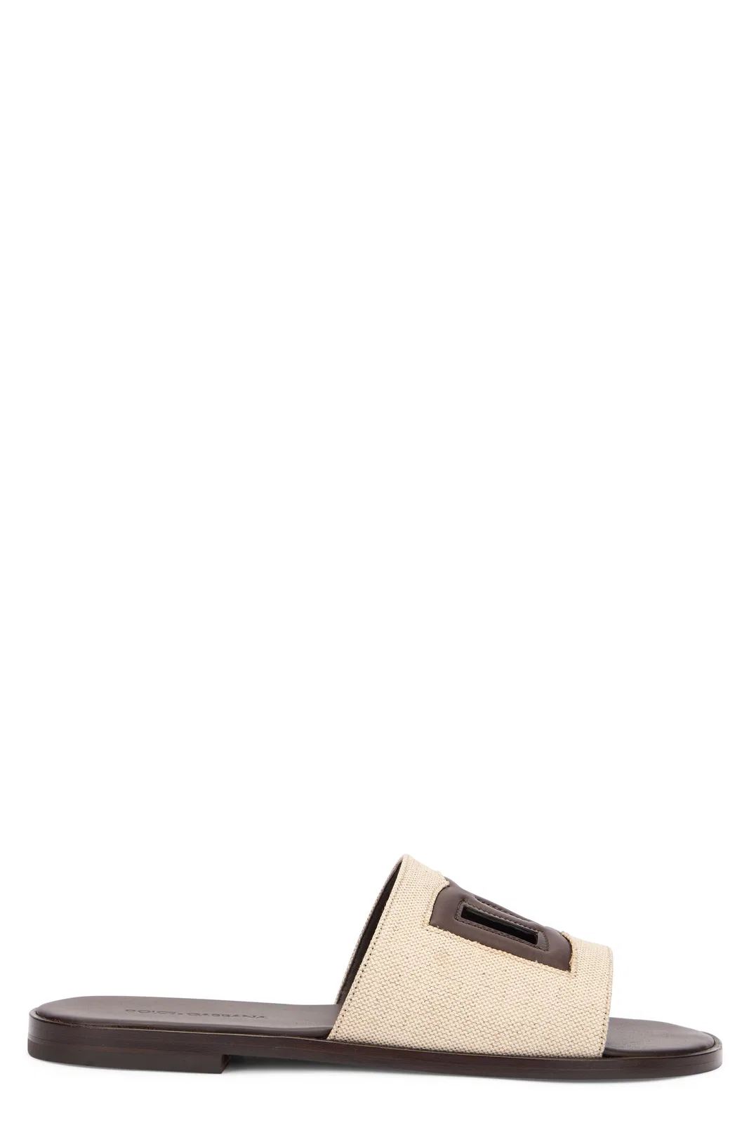 Dolce & Gabbana Canvas Sandals Flat Sole Open Toe In Neutral