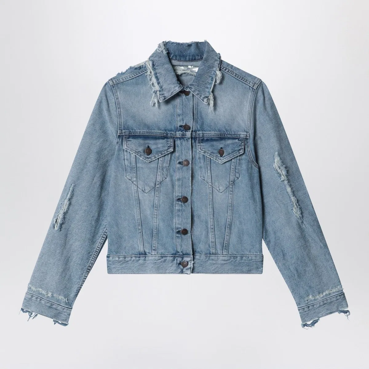 Acne Studios Distressed Denim Jacket Light Blue In Blue