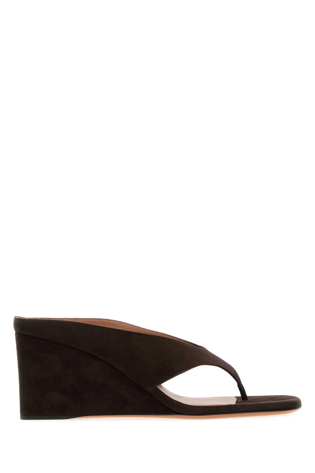 Alaia Dark Brown Suede Thong Mules