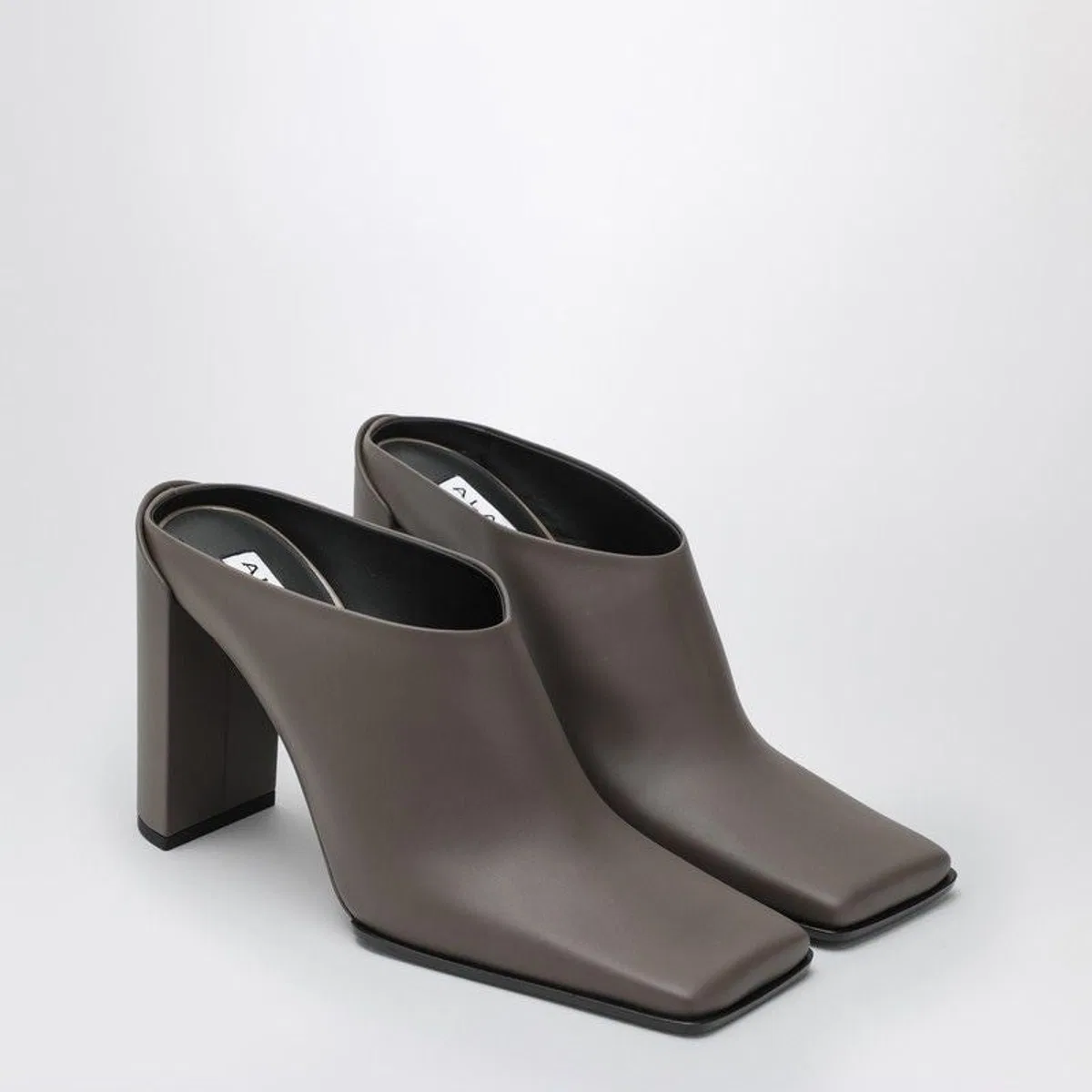 Alaia Squaretoe Mule In Taupe Grey