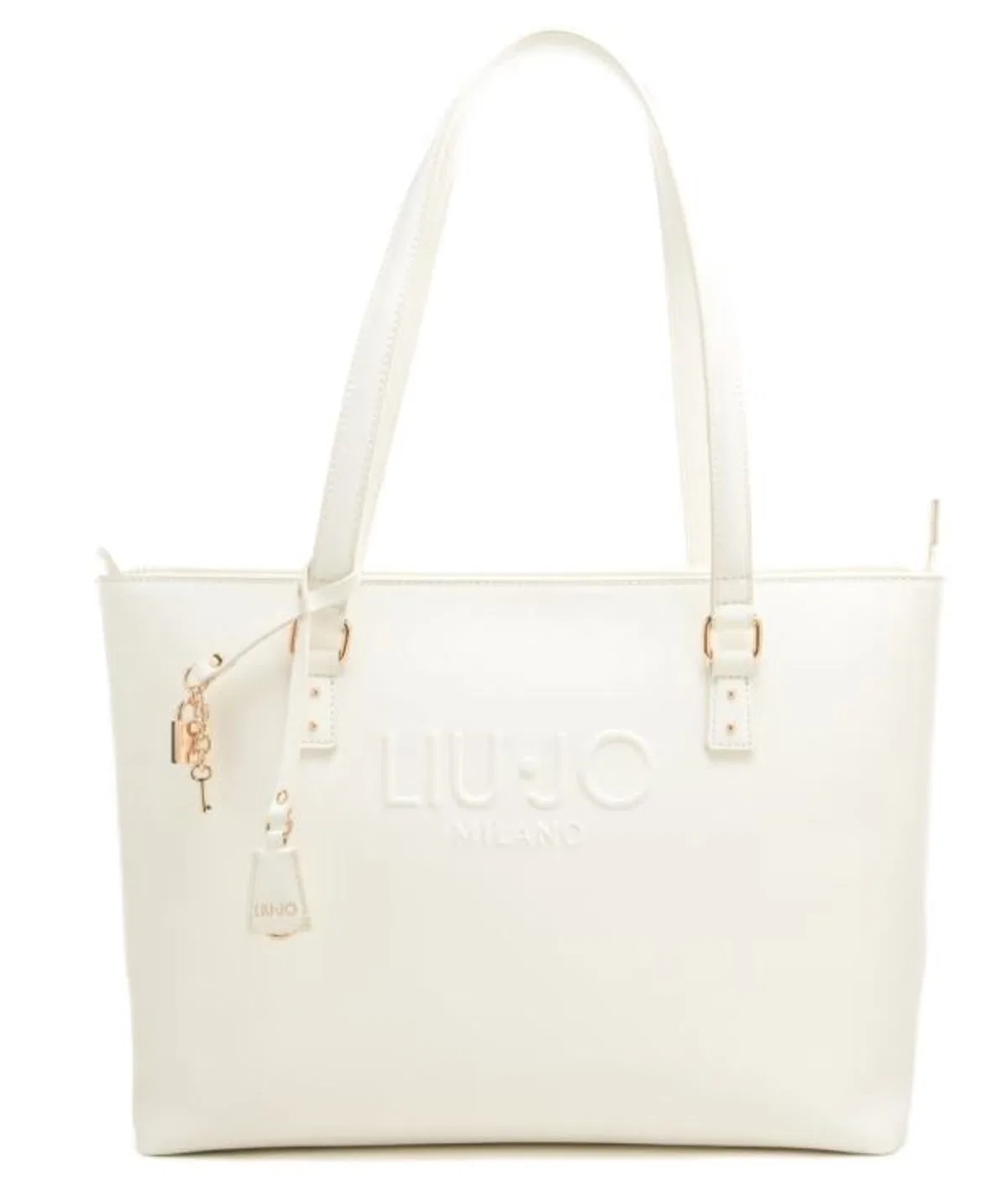 White Cotton Embossed Logo Bag