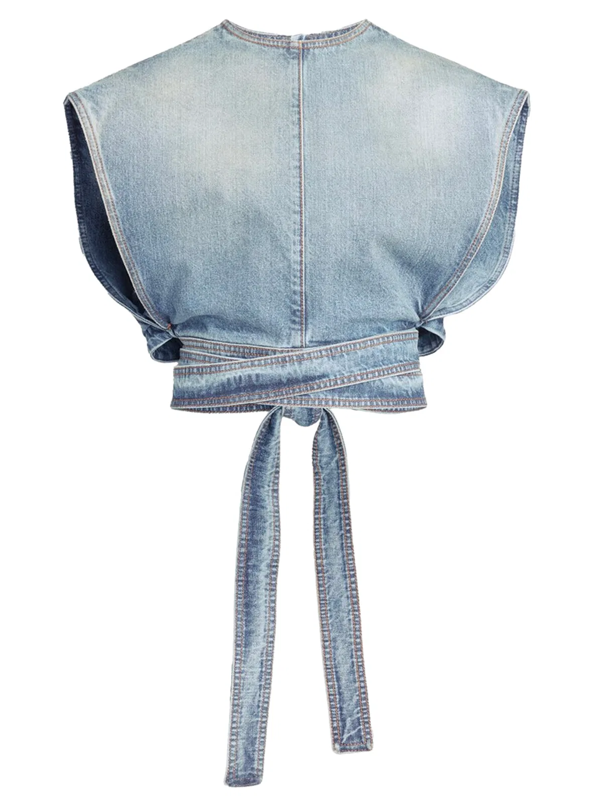 Alaïa Alaia Faded Blue Cotton Belted Top In Blue