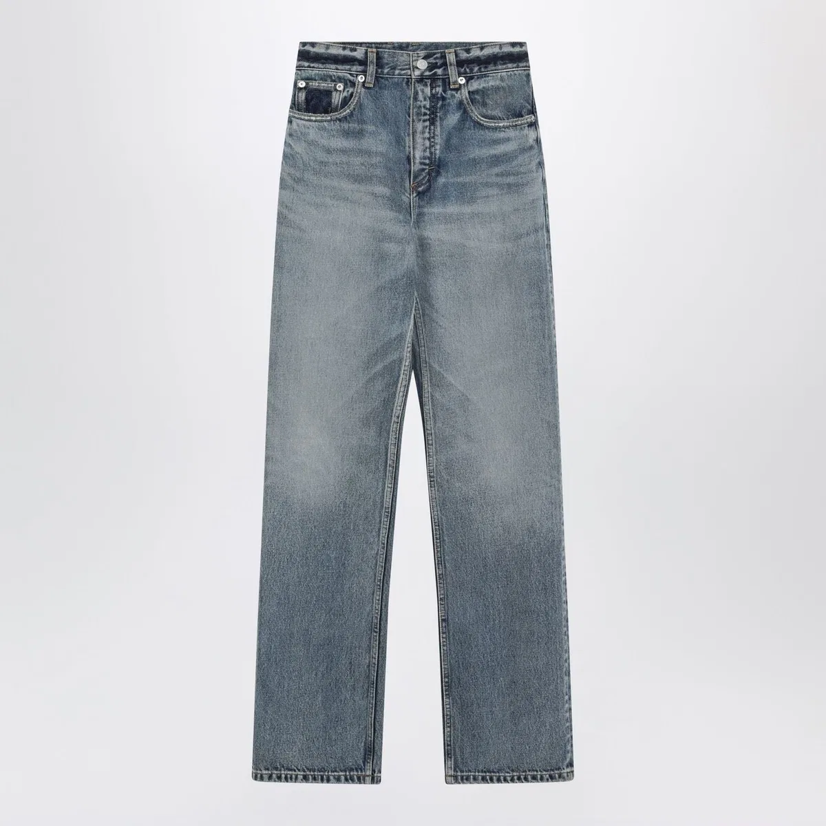 Alaia Straightleg Denim Jeans In Dirty Wash Cotton