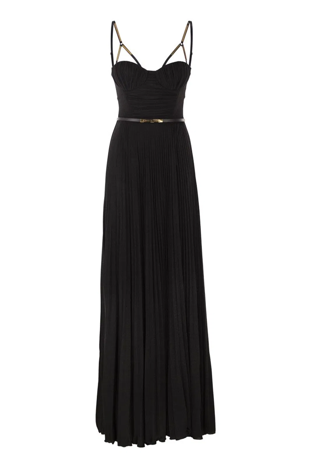Elisabetta Franchi Red Carpet Dress In Lamé Jersey With Belt