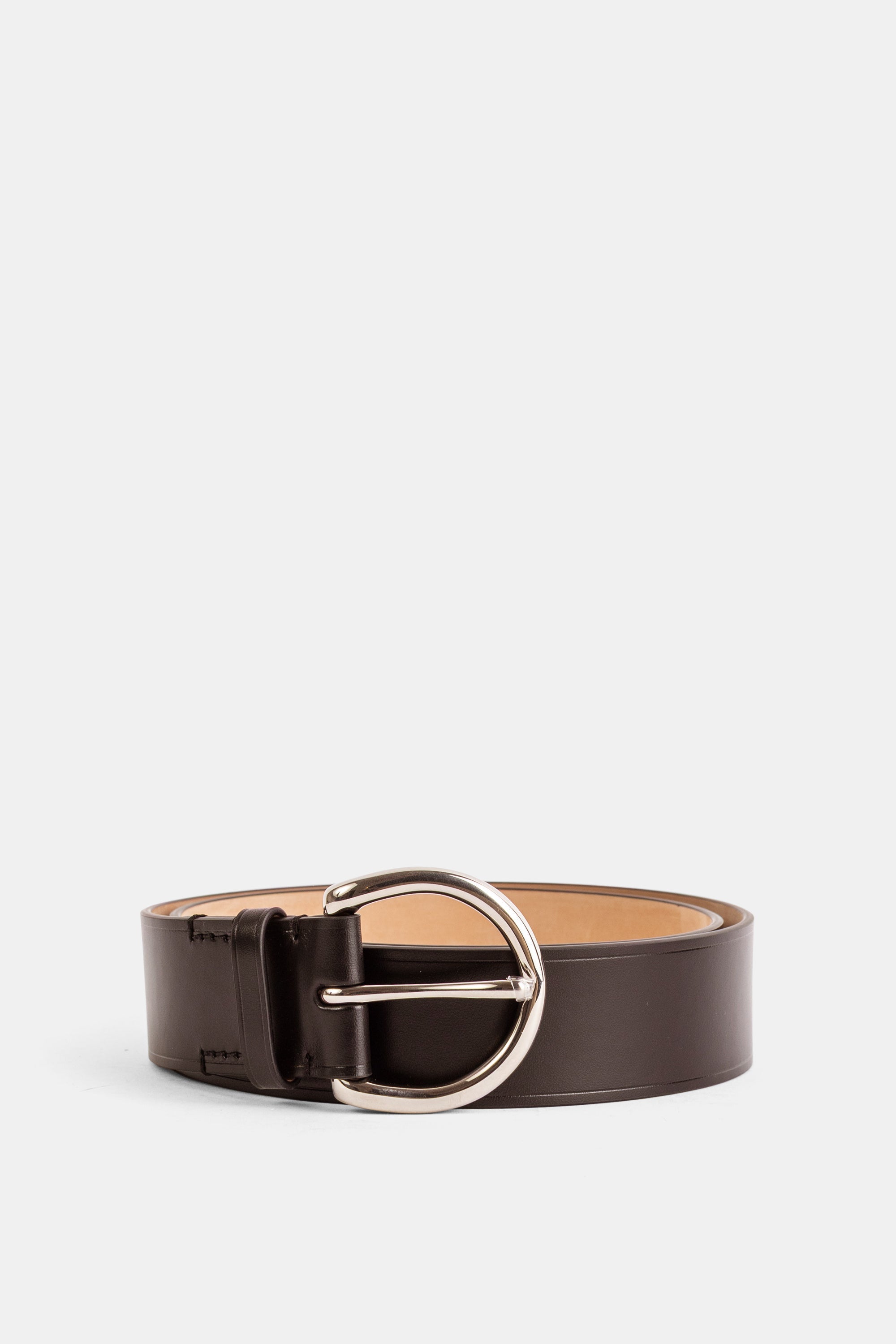 Ceinture Boucle Ronde 40Mm Cognac Argenté