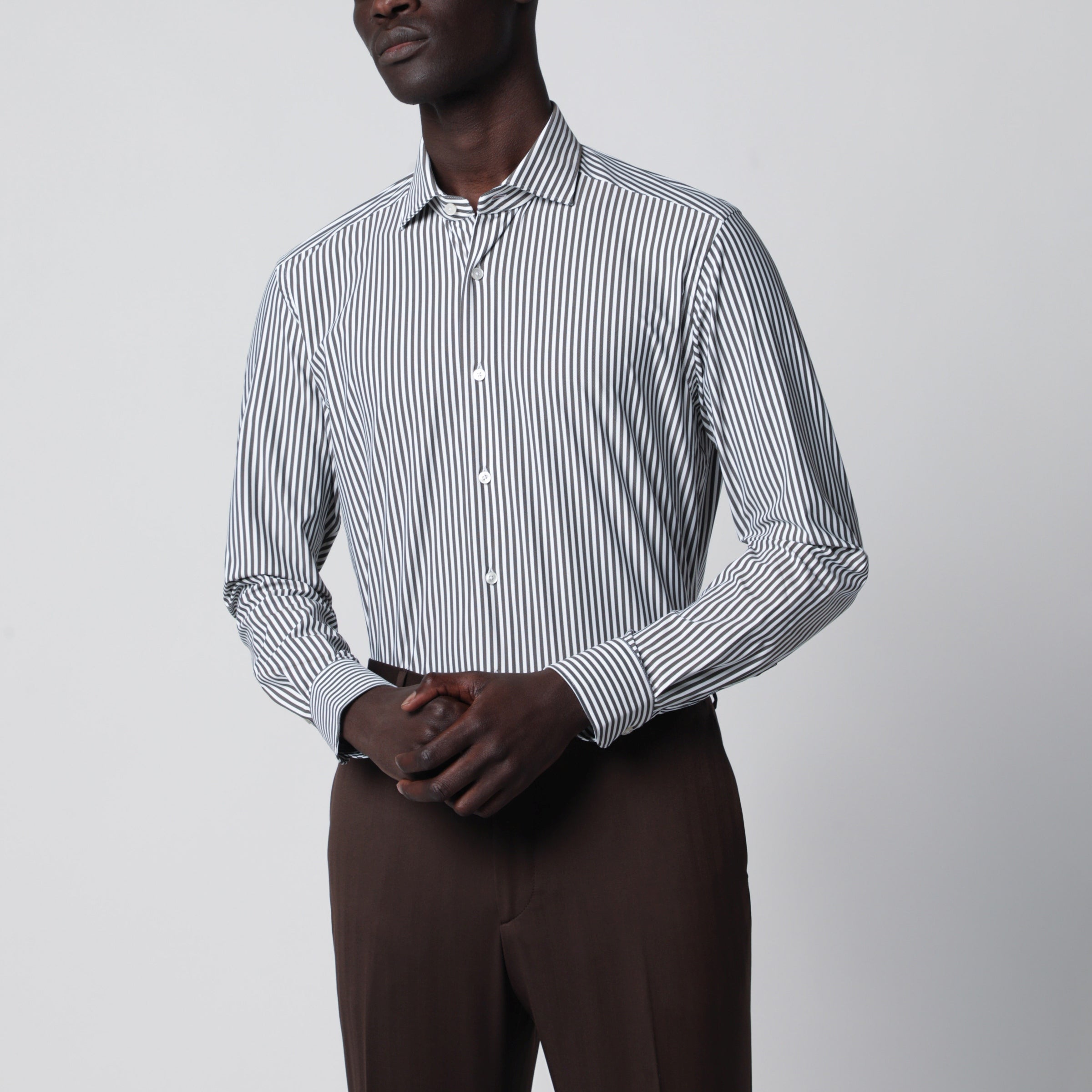 White Active Striped Tailor Fit Shirt
