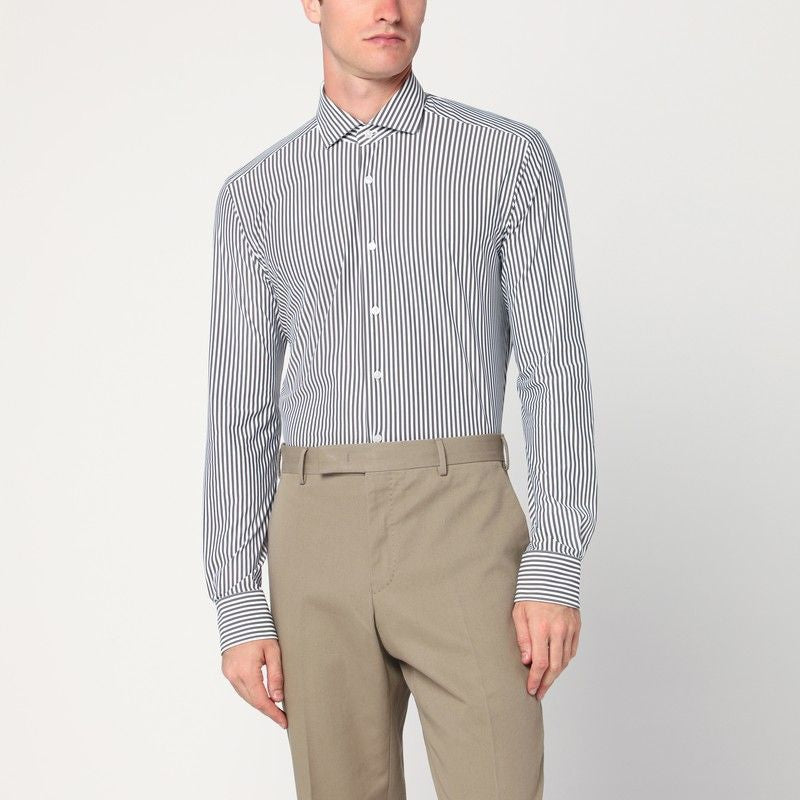 White Striped Active Twill Shirt