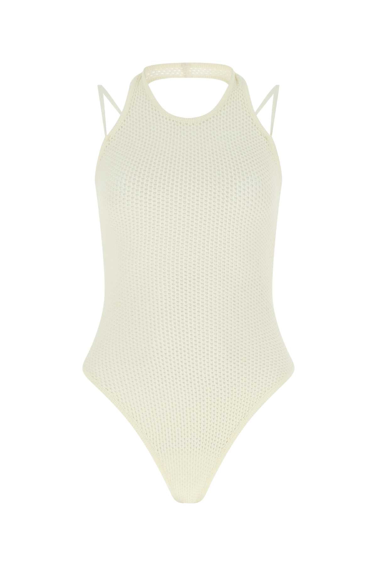 Andreadamo Ivory Stretch Viscose Blend Bodysuit