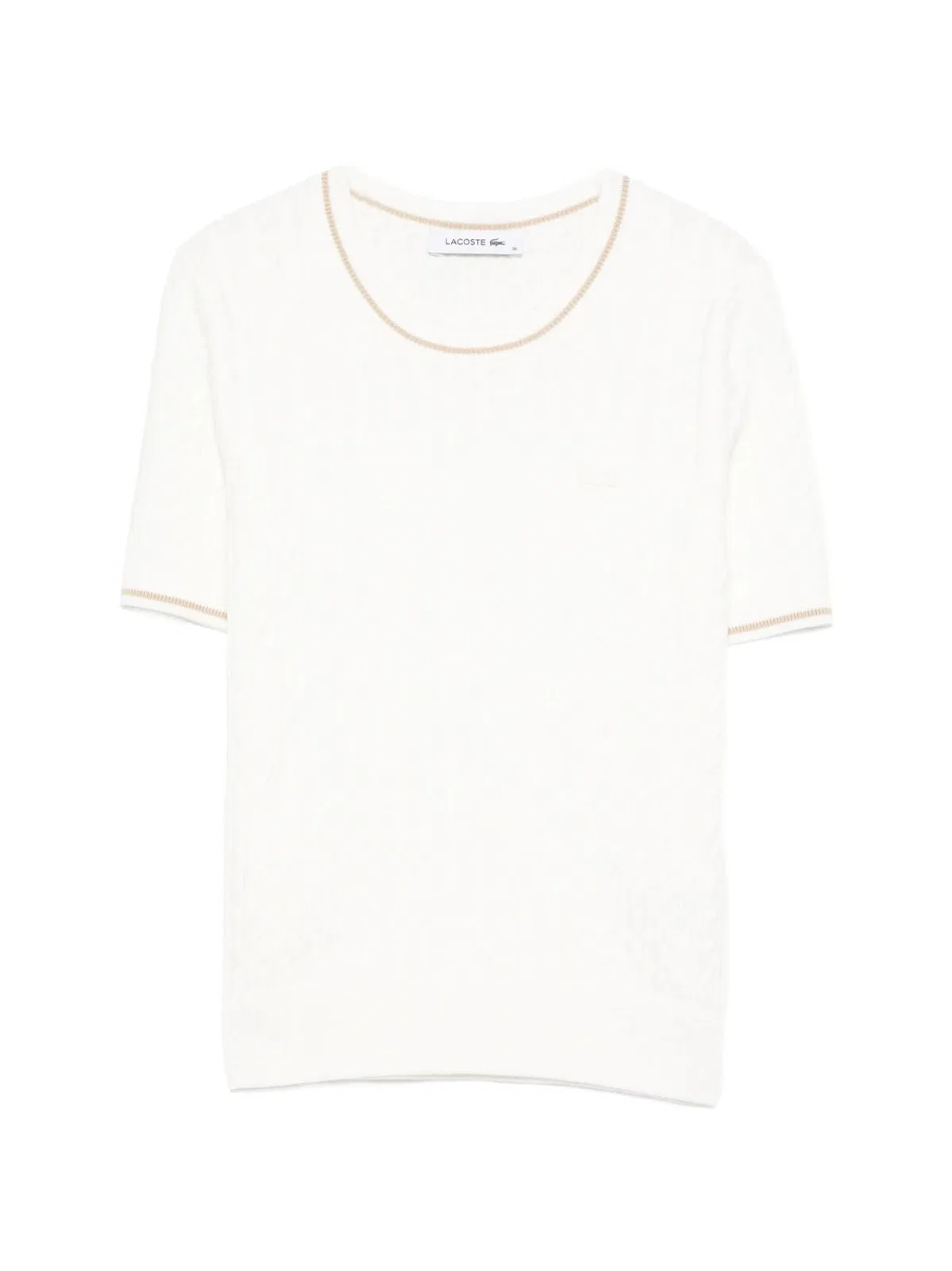 Lacoste Cable-knit T-shirt In White