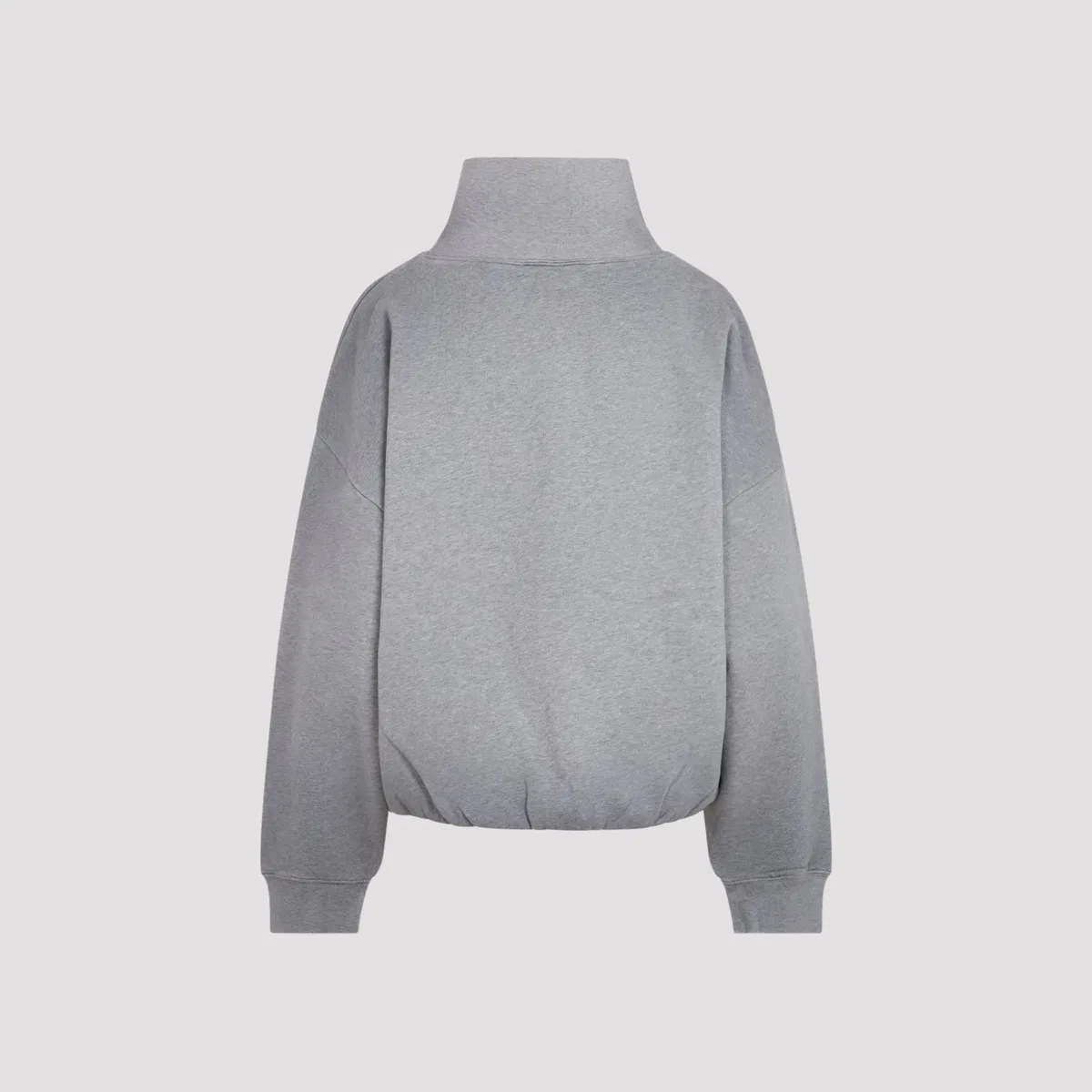 Acne Studios Brushed Cotton Fleece Funnel Neck Logo Sweatshirt With Balloon Hem In Gray