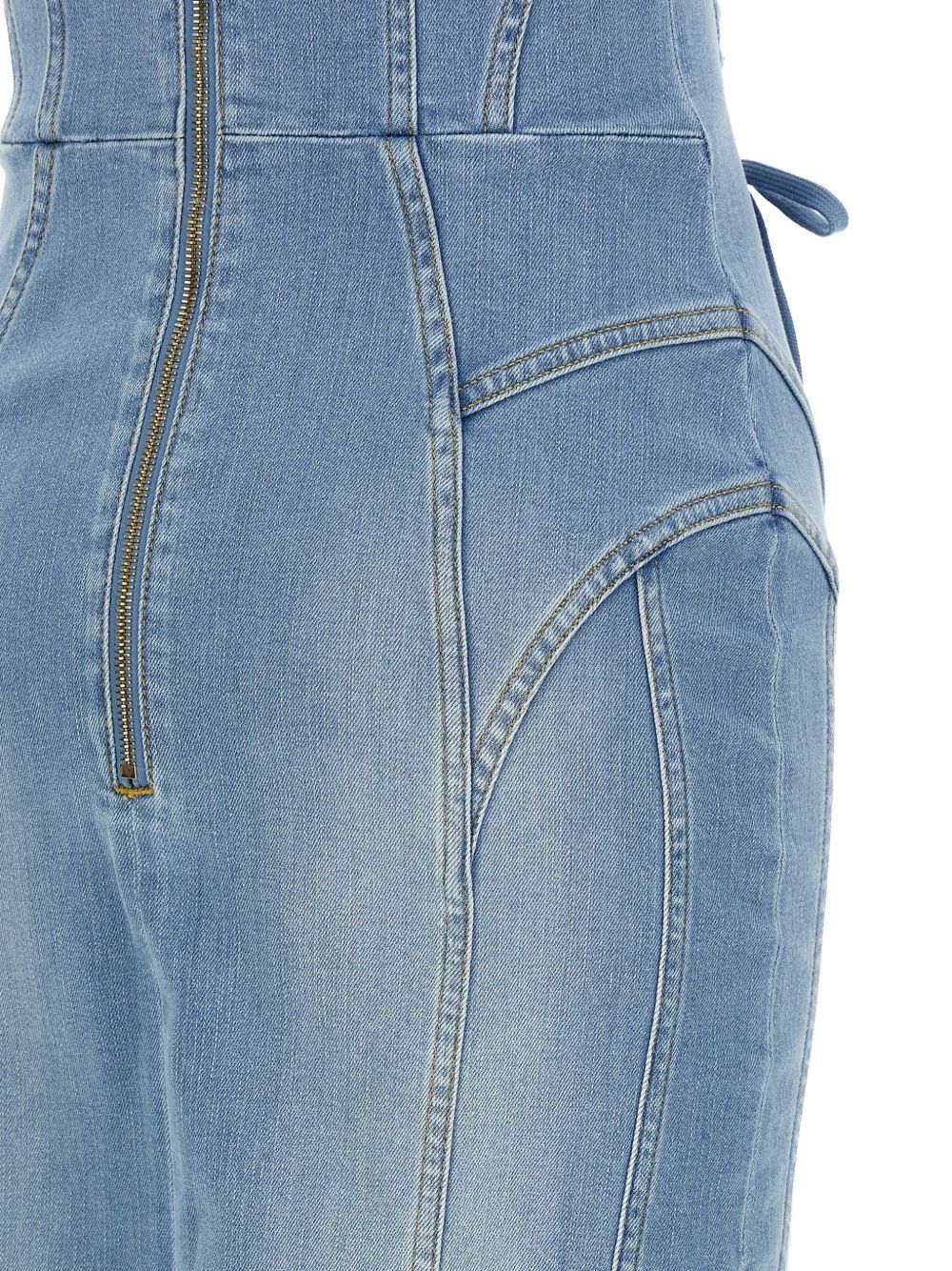Long Strapless Denim Dress