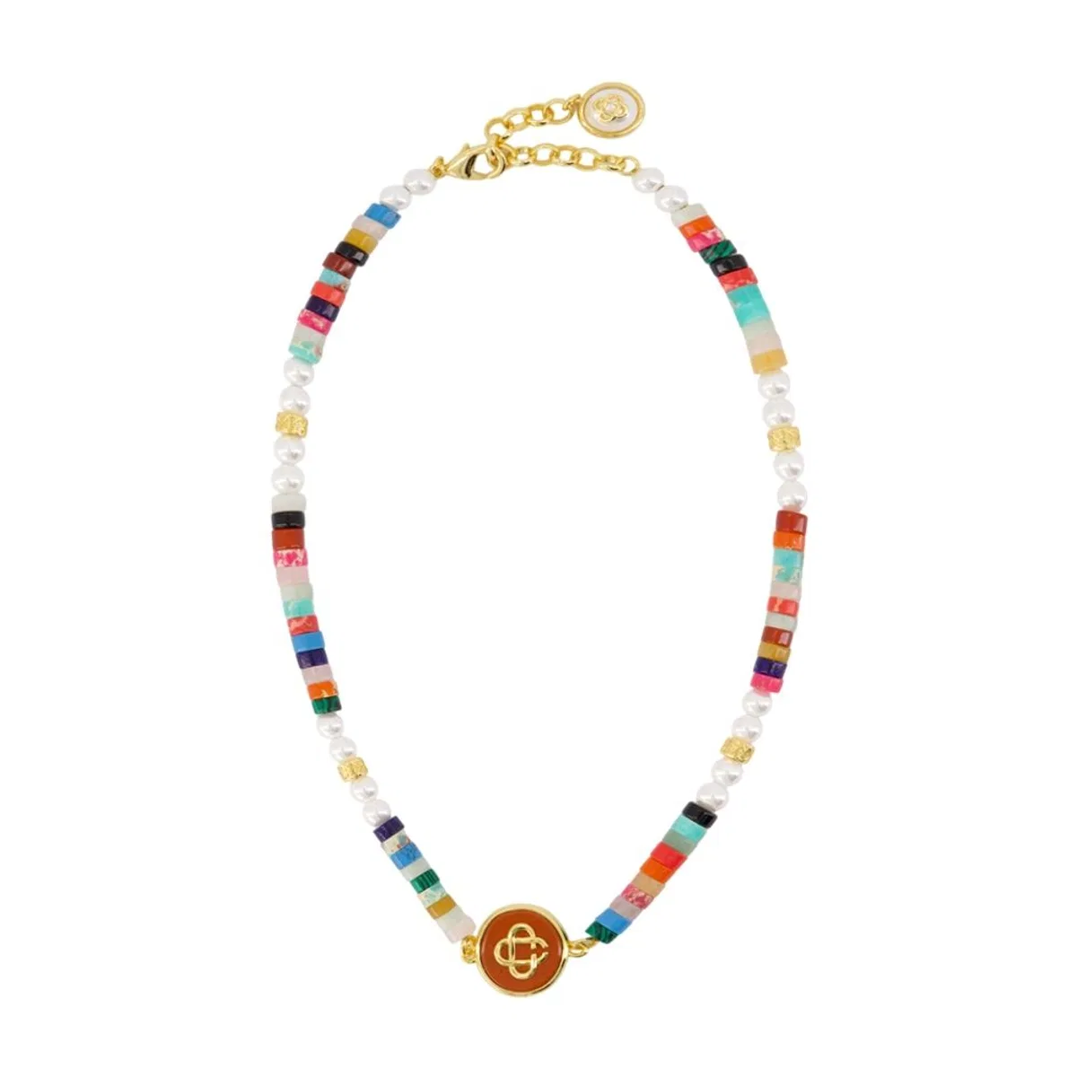 Multi Bead Necklace -  - Metal - Multicolor