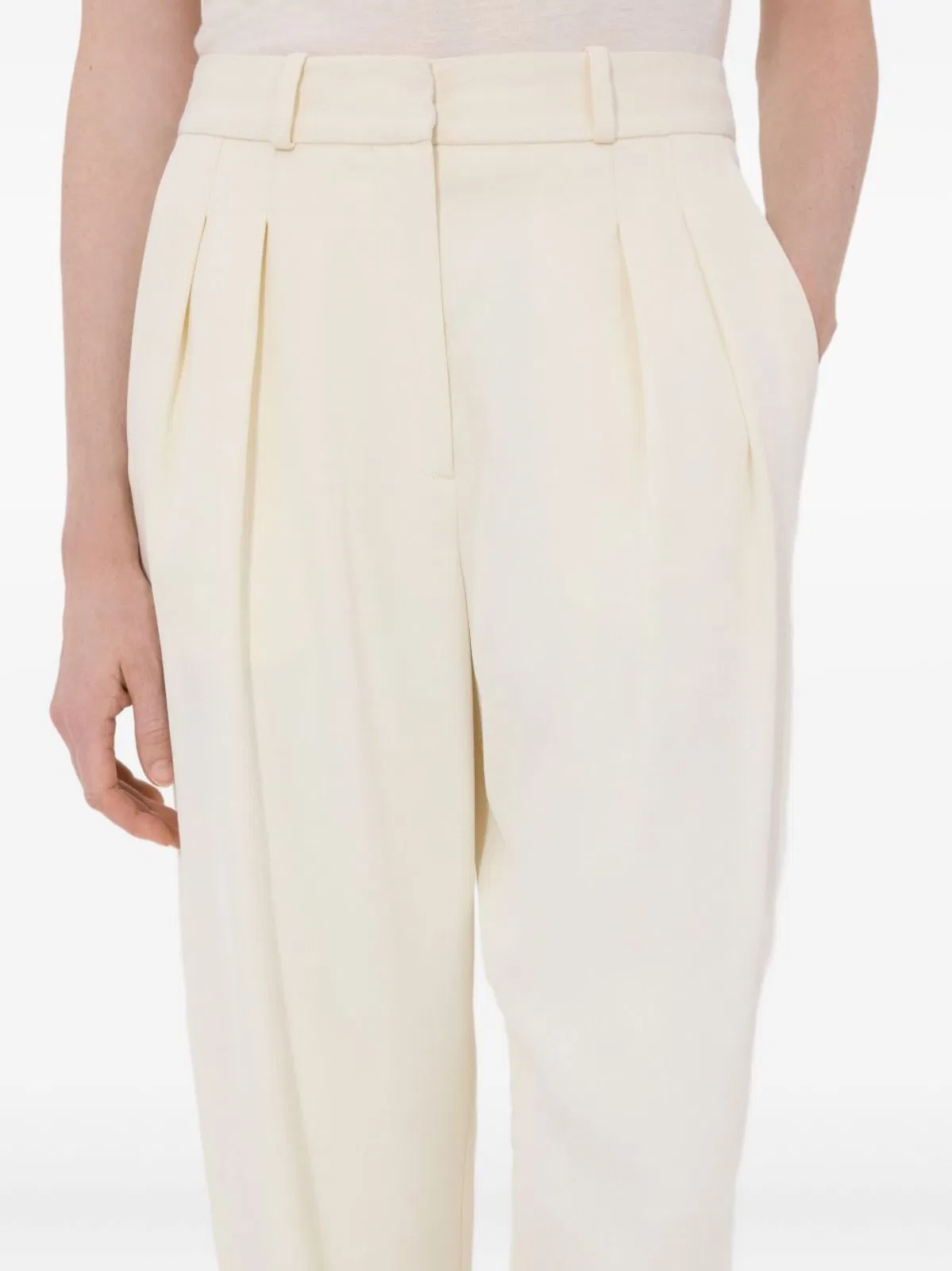 Loulou De Saison Natural Alloy Pleated Trousers In White