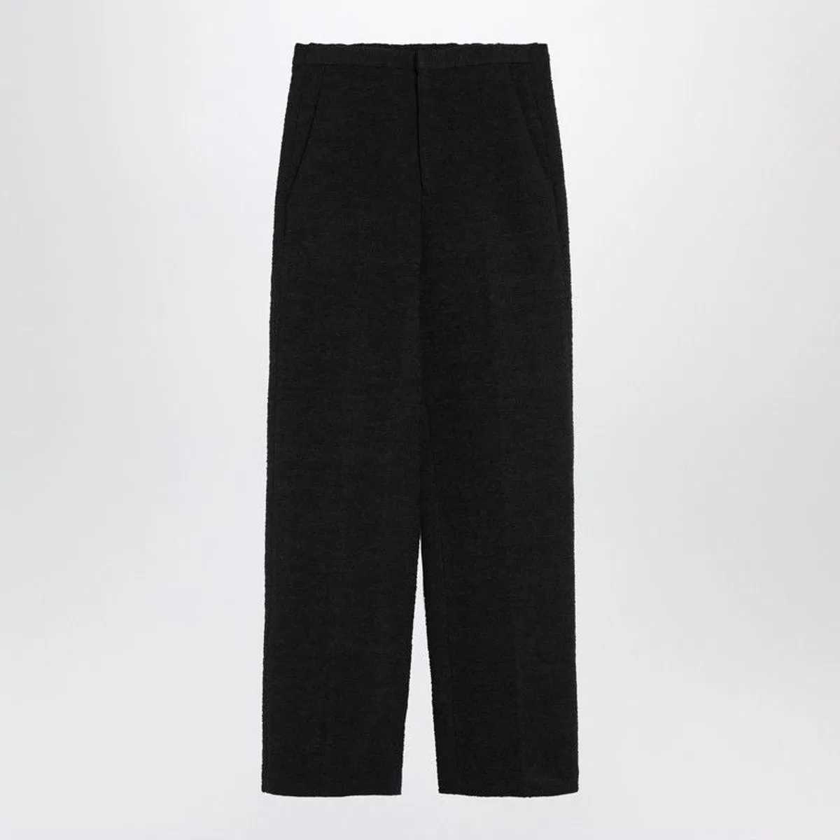 Black Straight Bouclé Trousers