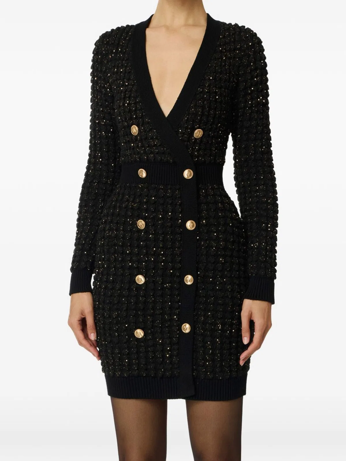Elisabetta Franchi Black Ribbed Trim Dress