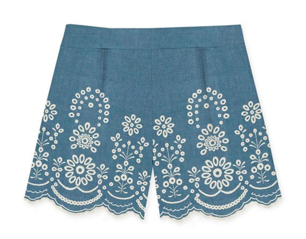 Blue Cotton Shorts