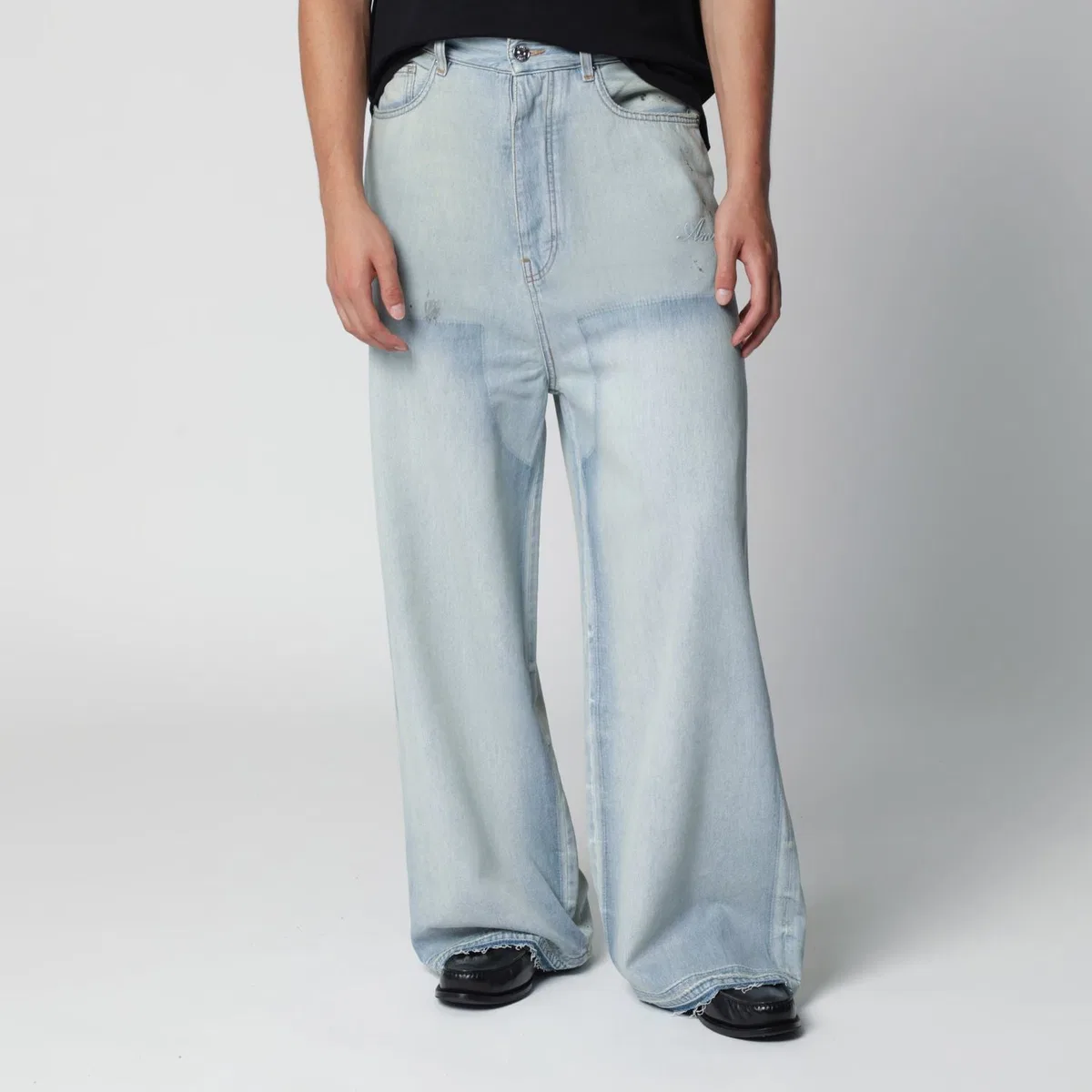 Light Blue Washed Wideleg Jeans