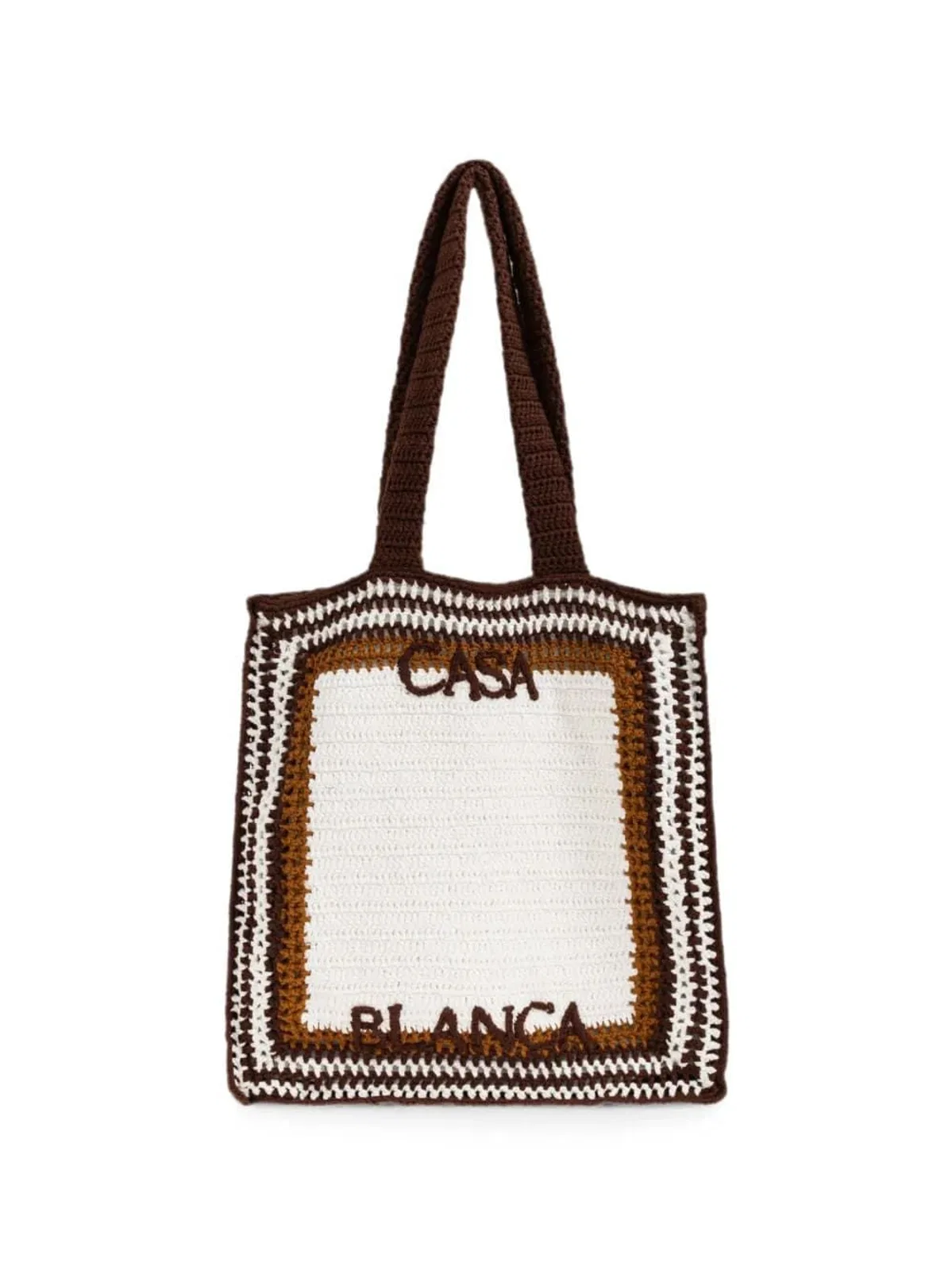 Crochet Shopper Bag With Embroidered Logo