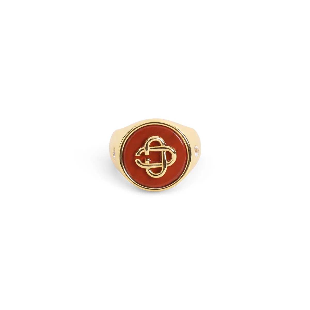 Stone Signet Gold-Tone Brass Ring