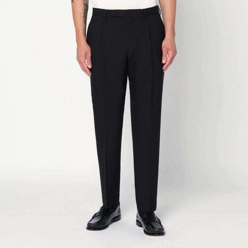 Regular Black Wool Pants