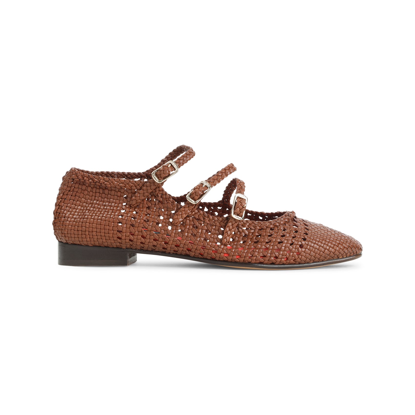 Brown Ariana S. Braided Leather Ballerinas