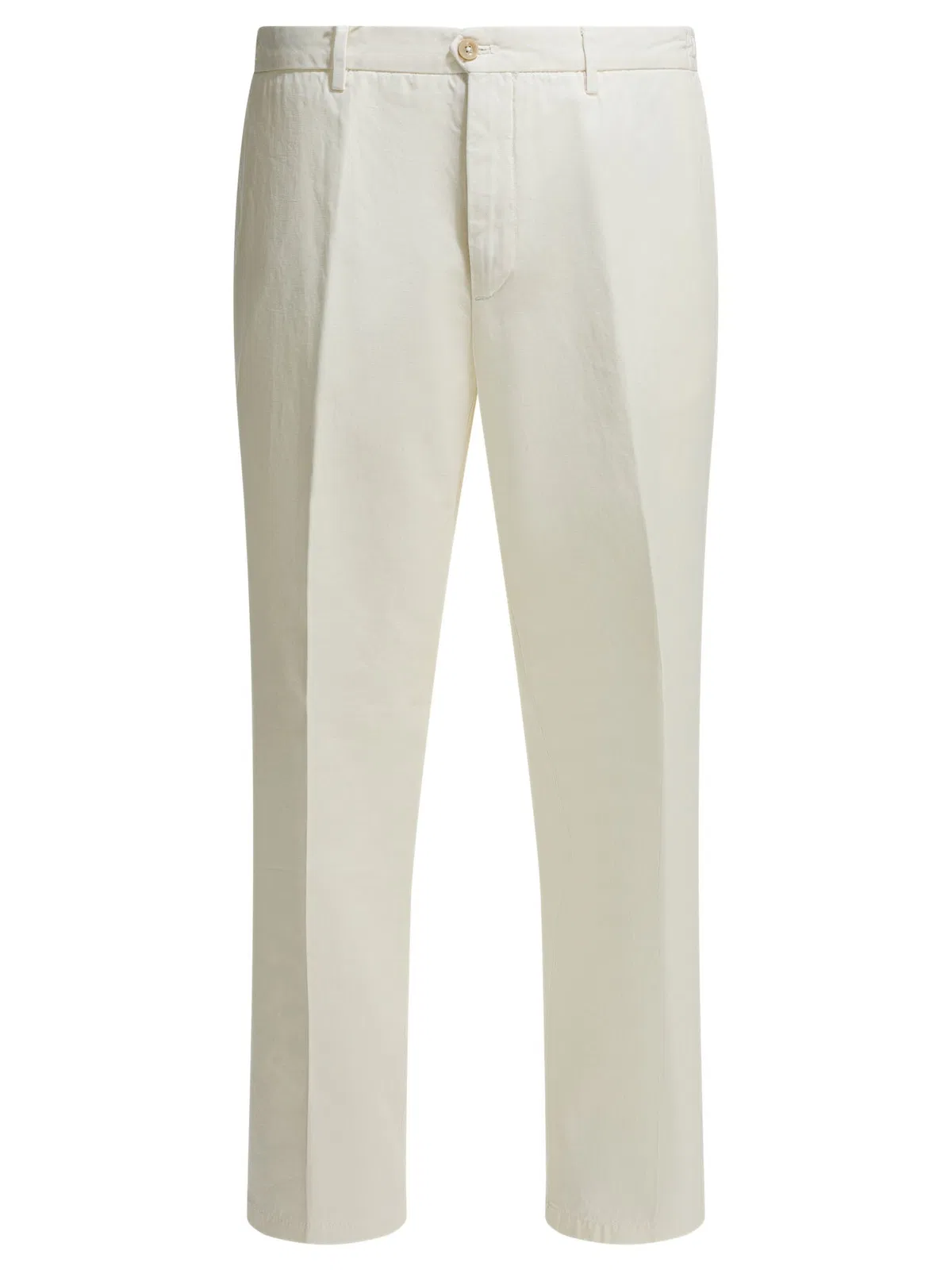 White Cotton Linen Trousers